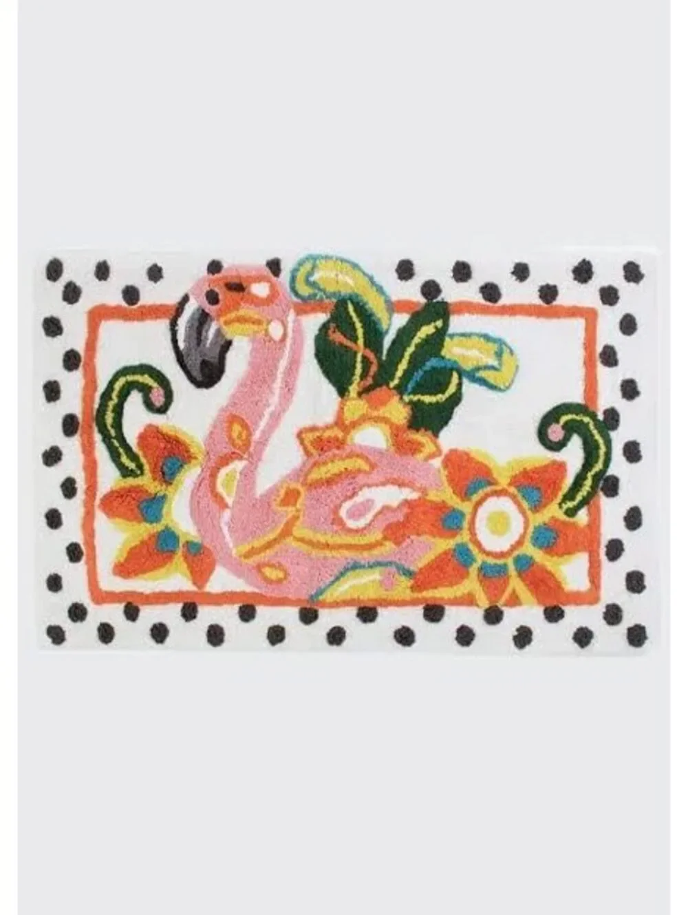 MacKenzie-Childs Flamingo Tufted Bath Rug Mat 21x34 Pink Floral Bathroom Decor
